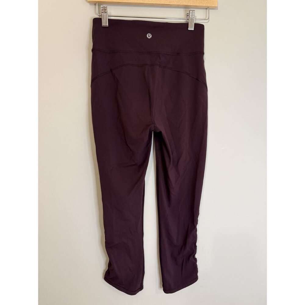 Lululemon Tied To It Crop Leggings 21" Black Cherry Purple Size 6 $98 [jb] - Picture 6 of 9